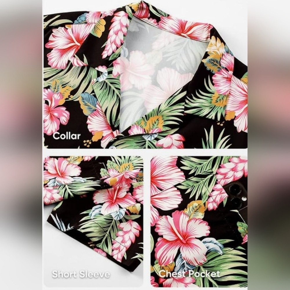 NWT JMIEER Mens 2XL Floral Hawaiian Shirt - Picture 5 of 7
